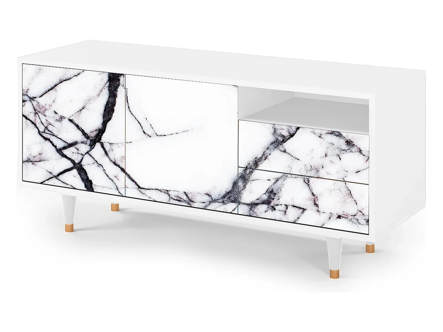 Móvel De Tv| Mueble de TV - 125х56х41 cm - T7 - Raven Marble, Branco Bege