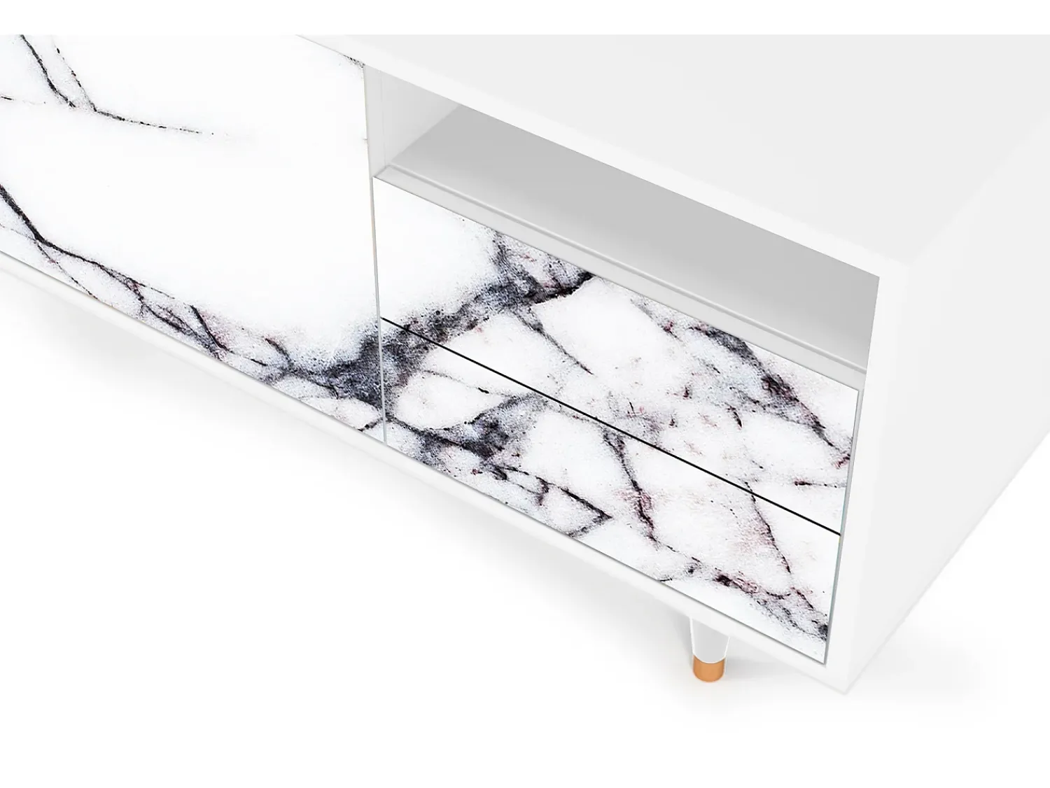 Móvel De Tv| Mueble de TV - 125х56х41 cm - T7 - Raven Marble, Branco Bege