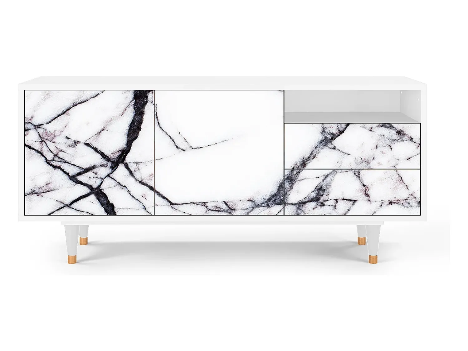 Móvel De Tv| Mueble de TV - 125х56х41 cm - T7 - Raven Marble, Branco Bege