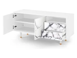 Móvel De Tv| Mueble de TV - 125х56х41 cm - T7 - Raven Marble, Branco Bege
