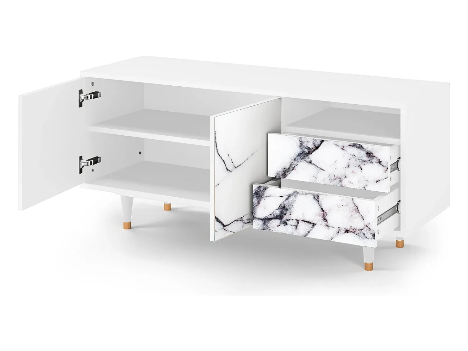 Móvel De Tv| Mueble de TV - 125х56х41 cm - T7 - Raven Marble, Branco Bege