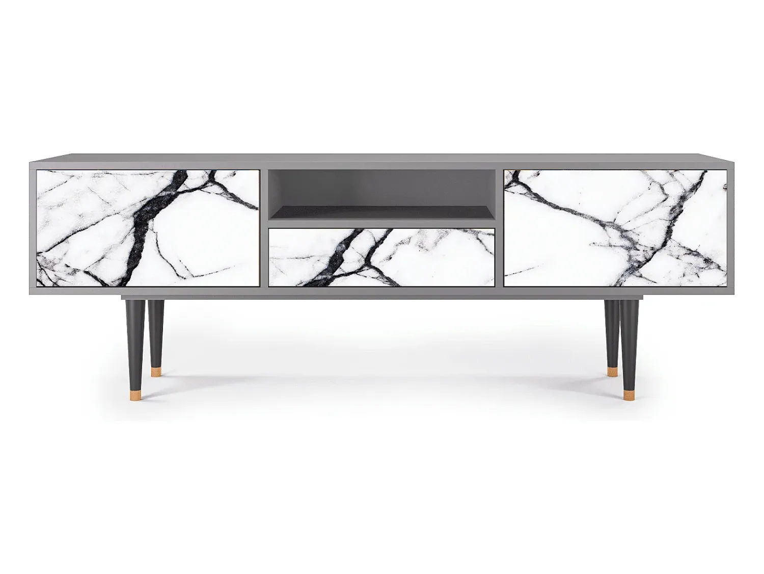 Móvel De Tv* Mueble de TV - 170х59х41 cm - T6 - Raven Marble, Cinza Cinzento