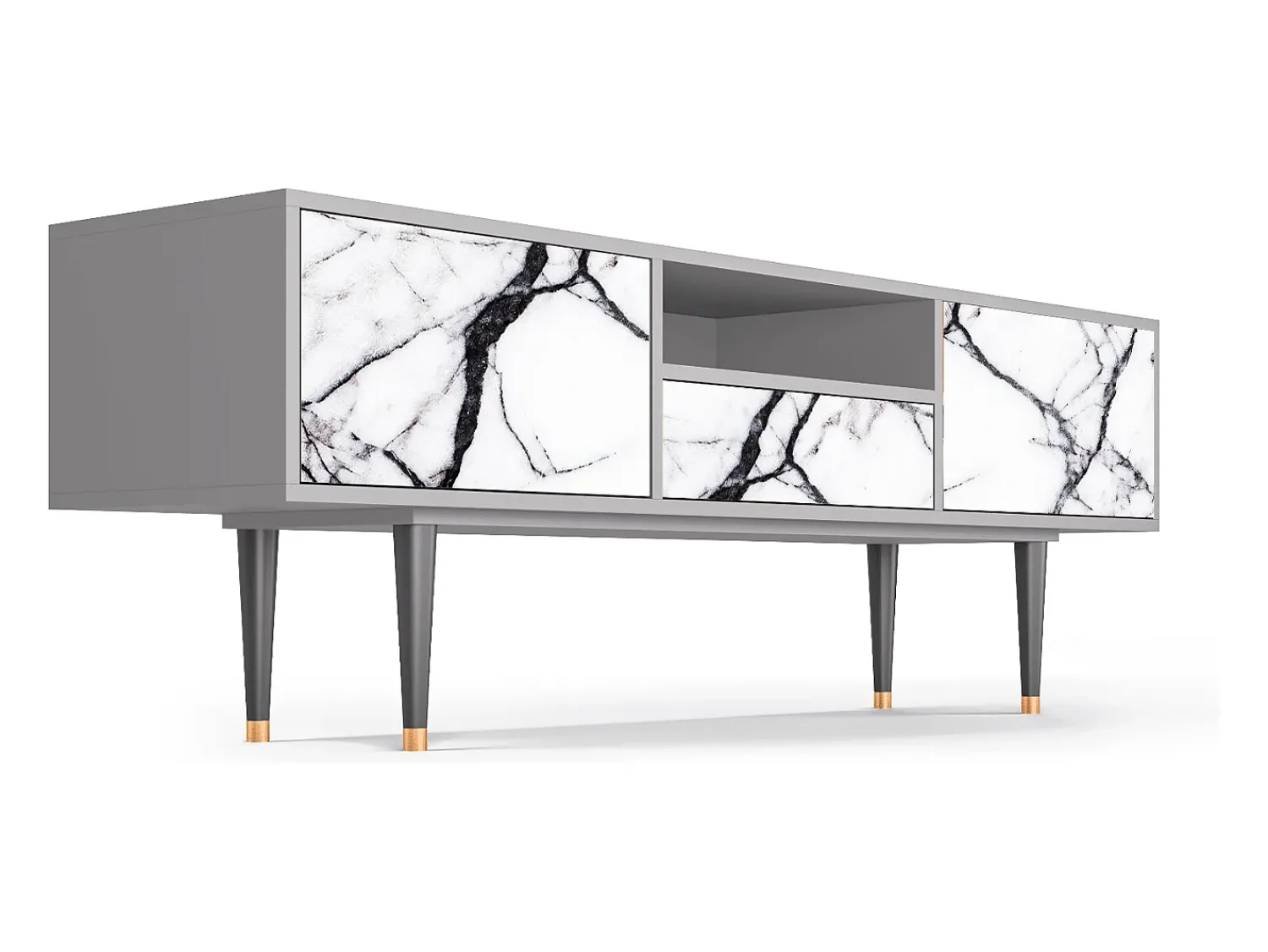 Móvel De Tv* Mueble de TV - 170х59х41 cm - T6 - Raven Marble, Cinza Cinzento