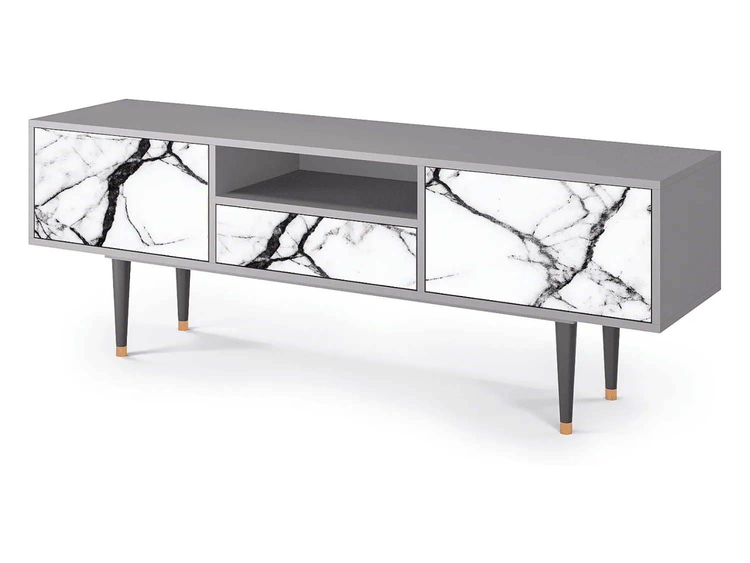 Móvel De Tv* Mueble de TV - 170х59х41 cm - T6 - Raven Marble, Cinza Cinzento