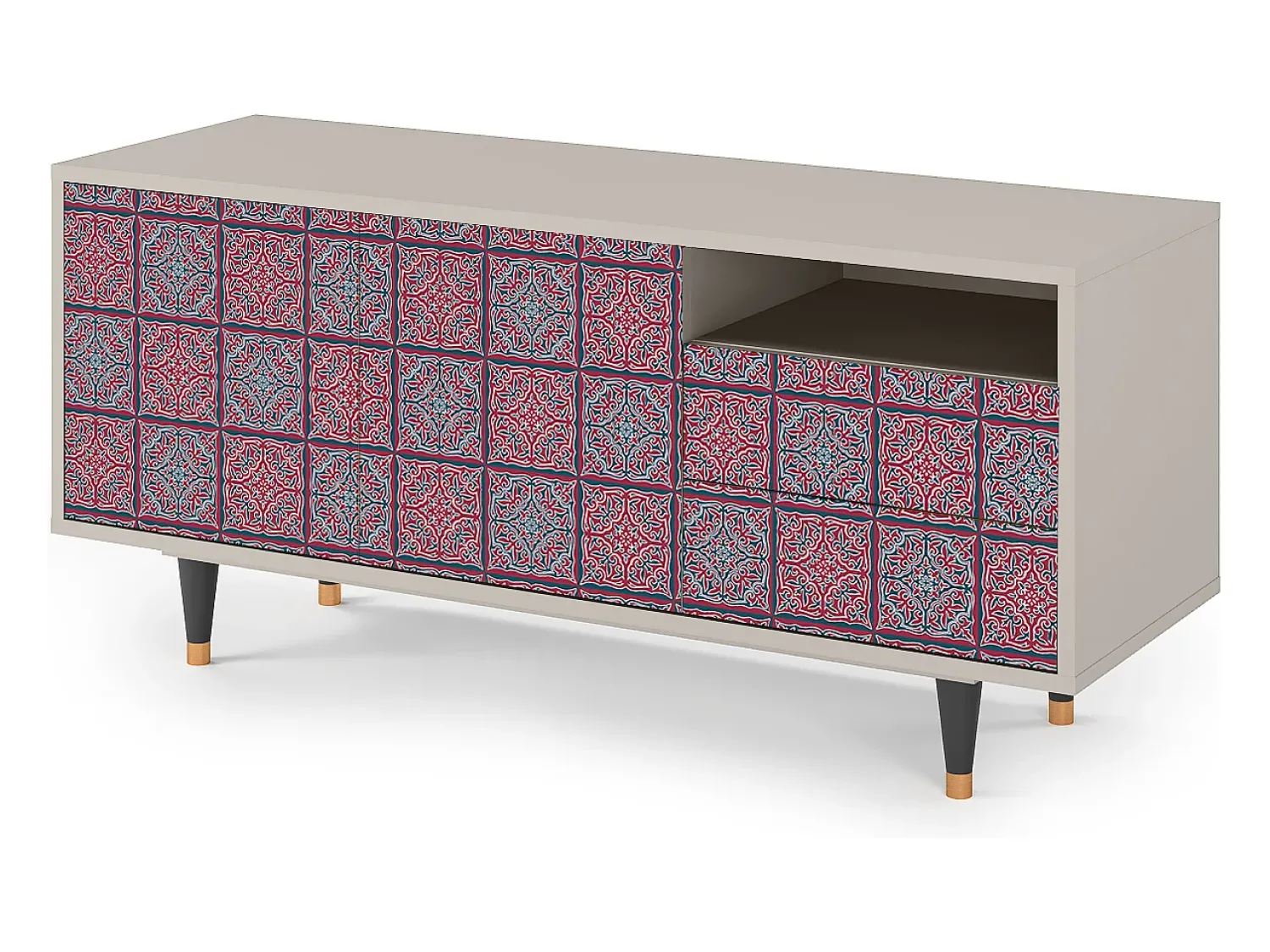 Móvel De Tv* Mueble de TV - 125х56х41 cm - T7 - Riviera Mosaic, Areia Bege
