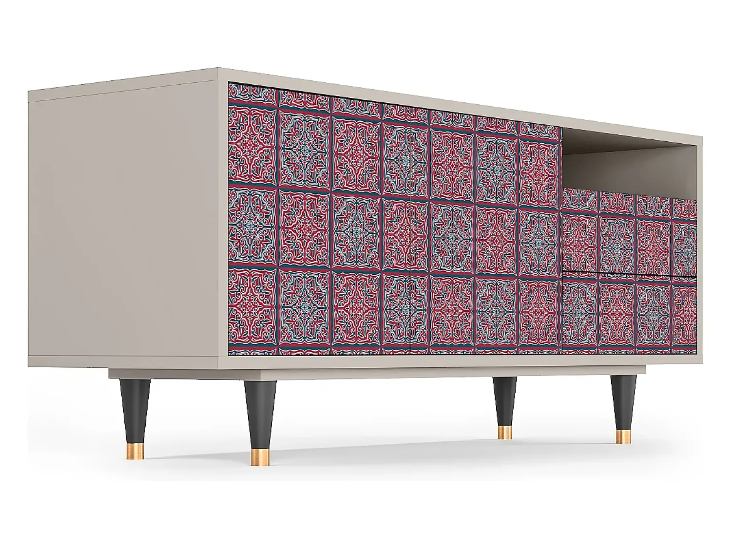 Móvel De Tv* Mueble de TV - 125х56х41 cm - T7 - Riviera Mosaic, Areia Bege