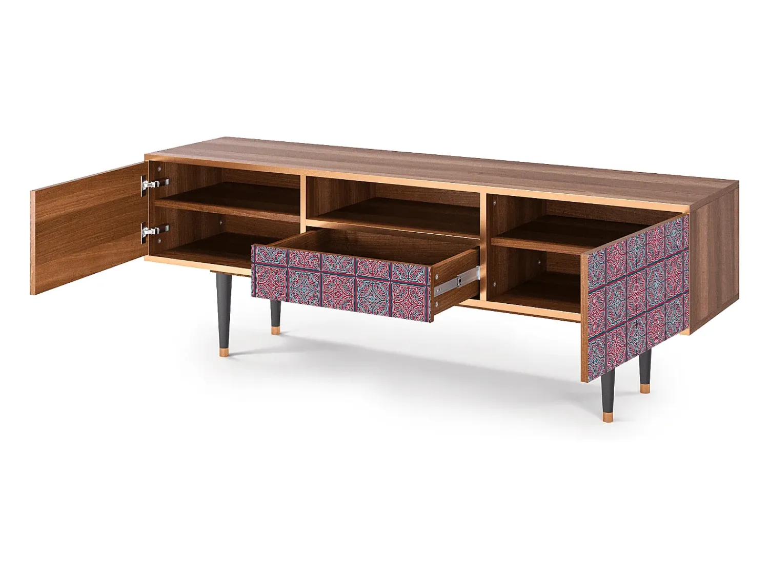 Móvel De Tv* Mueble de TV - 170х59х41 cm - T6 - Riviera Mosaic, Nogueira Castanho
