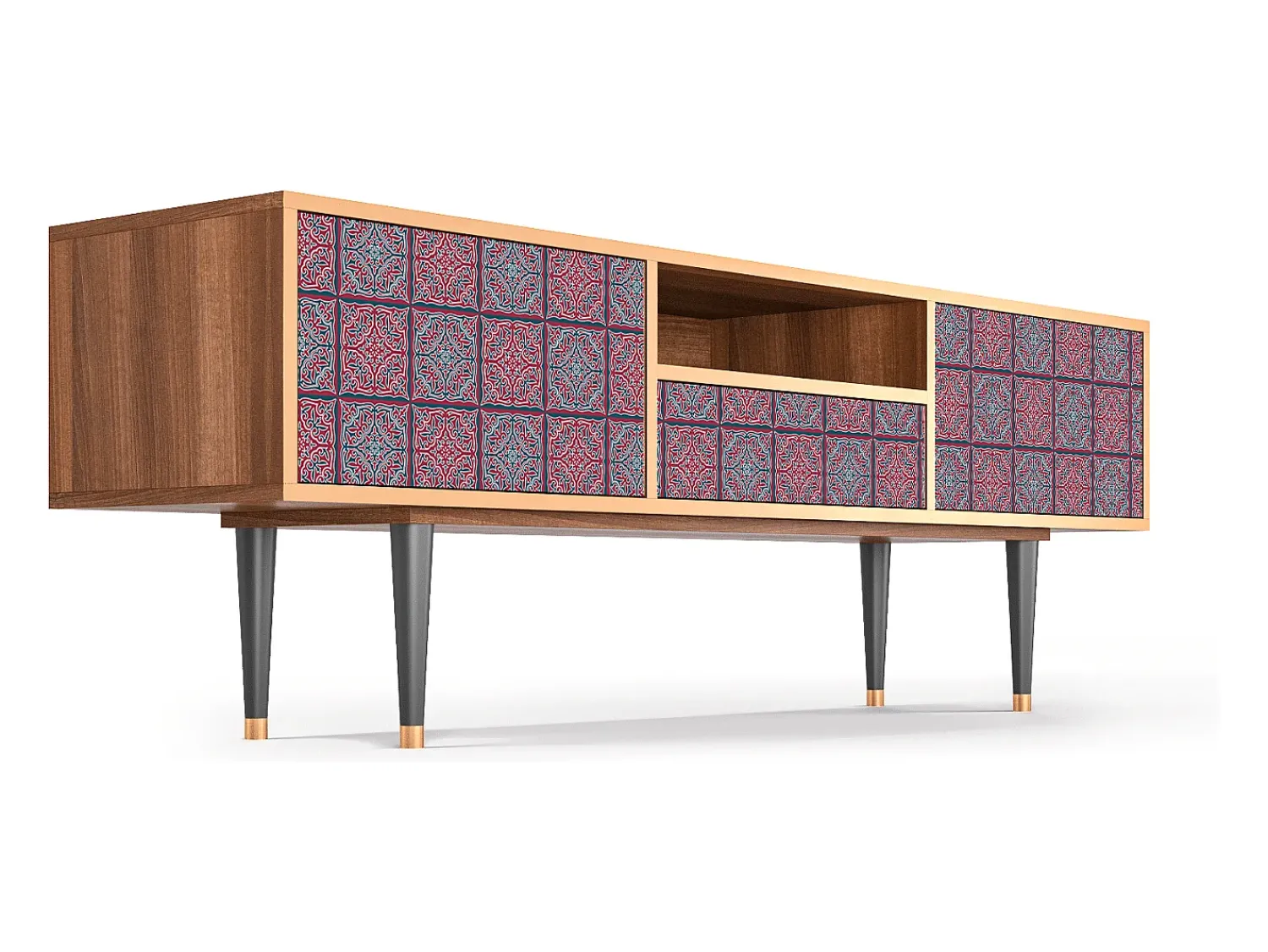 Móvel De Tv* Mueble de TV - 170х59х41 cm - T6 - Riviera Mosaic, Nogueira Castanho