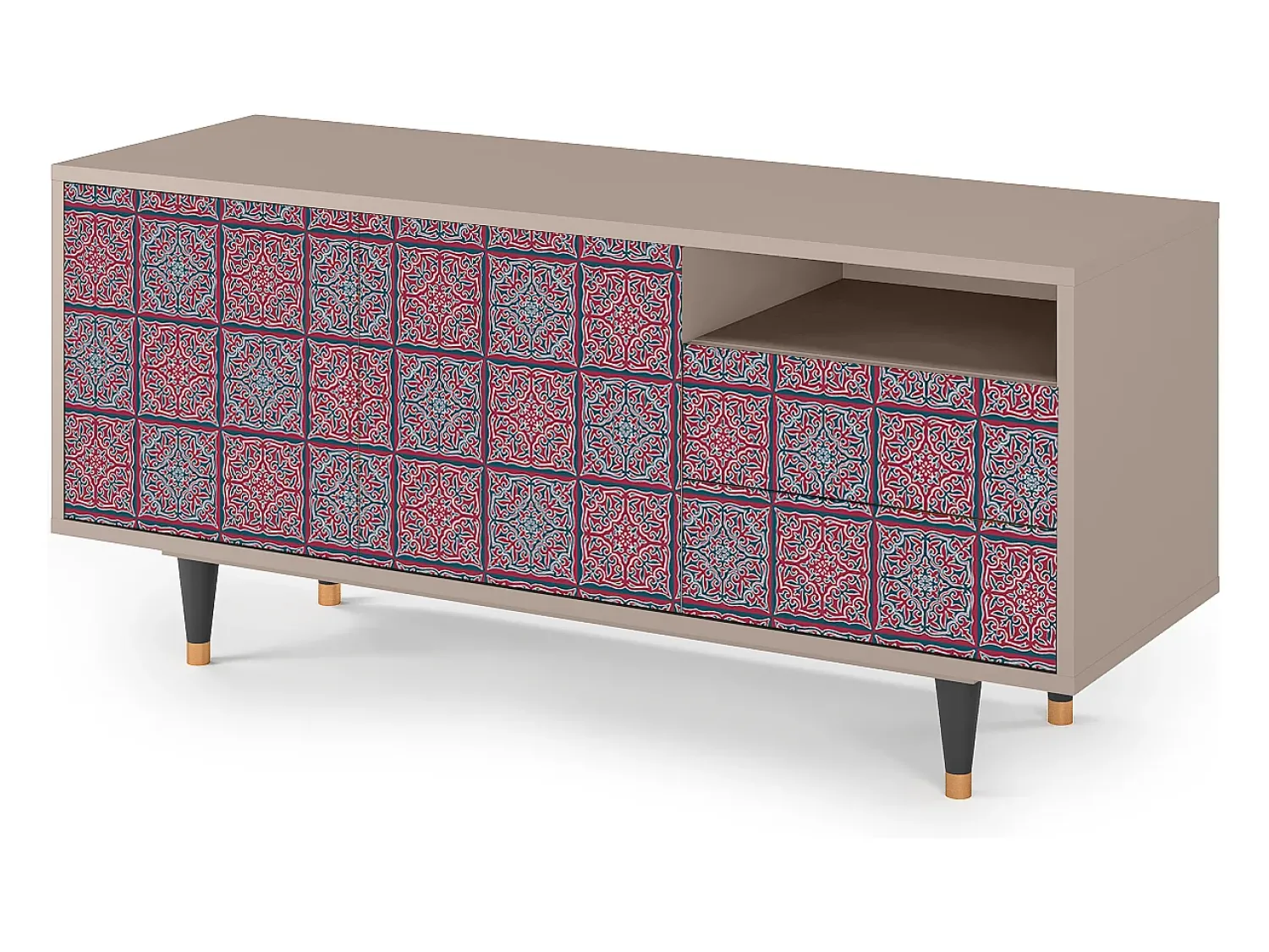 Móvel De Tv| Mueble de TV - 125х56х41 cm - T7 - Riviera Mosaic, Latte Bege
