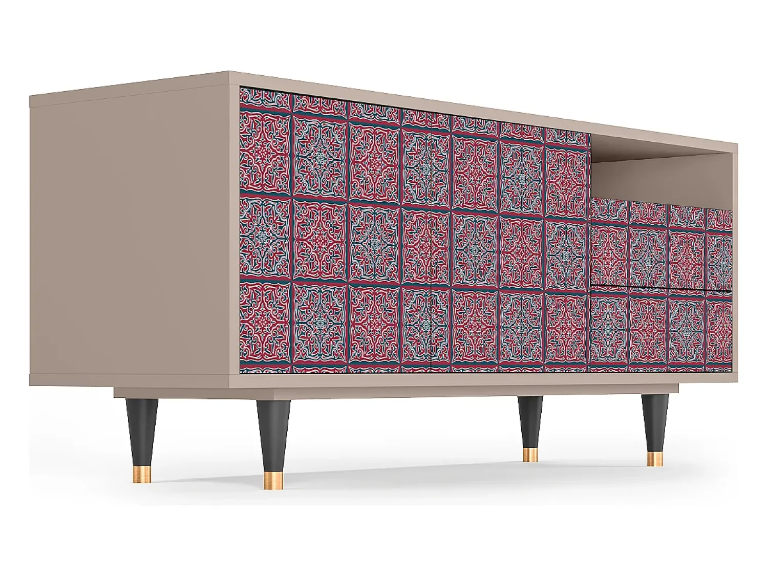 Móvel De Tv| Mueble de TV - 125х56х41 cm - T7 - Riviera Mosaic, Latte Bege