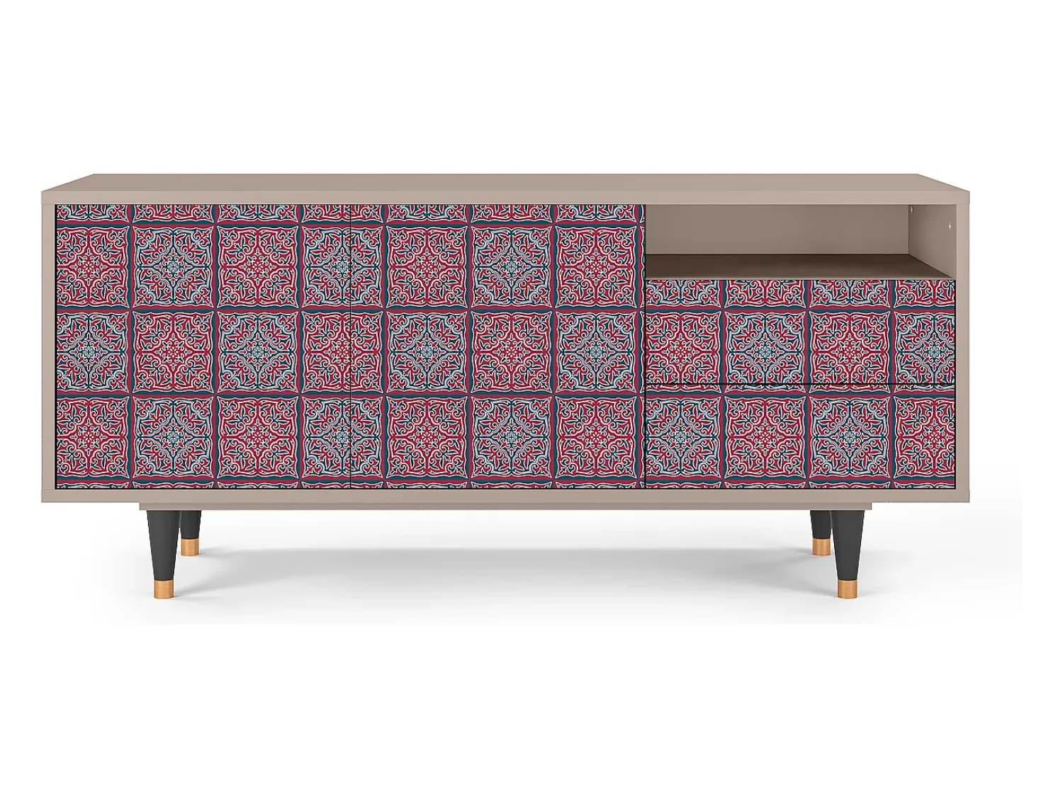 Móvel De Tv| Mueble de TV - 125х56х41 cm - T7 - Riviera Mosaic, Latte Bege