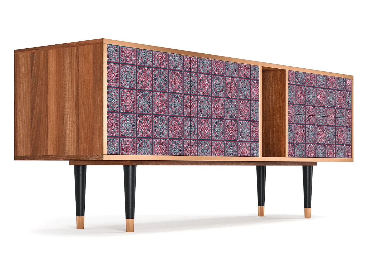 Móvel De Tv| Mueble de TV - 170х69х48 cm - T1 - Riviera Mosaic, Nogueira Castanho
