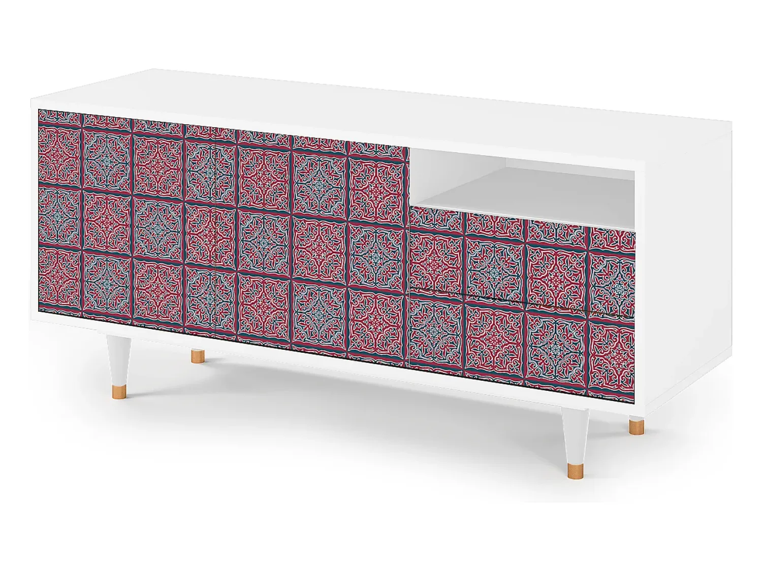 Móvel De Tv* Mueble de TV - 125х56х41 cm - T7 - Riviera Mosaic, Branco Bege
