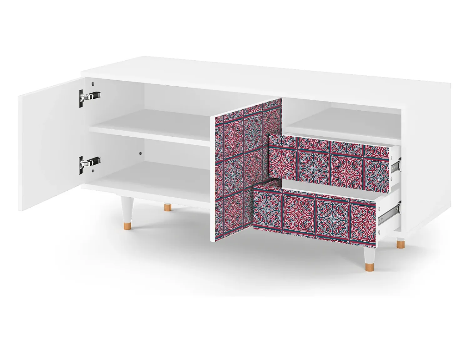 Móvel De Tv* Mueble de TV - 125х56х41 cm - T7 - Riviera Mosaic, Branco Bege