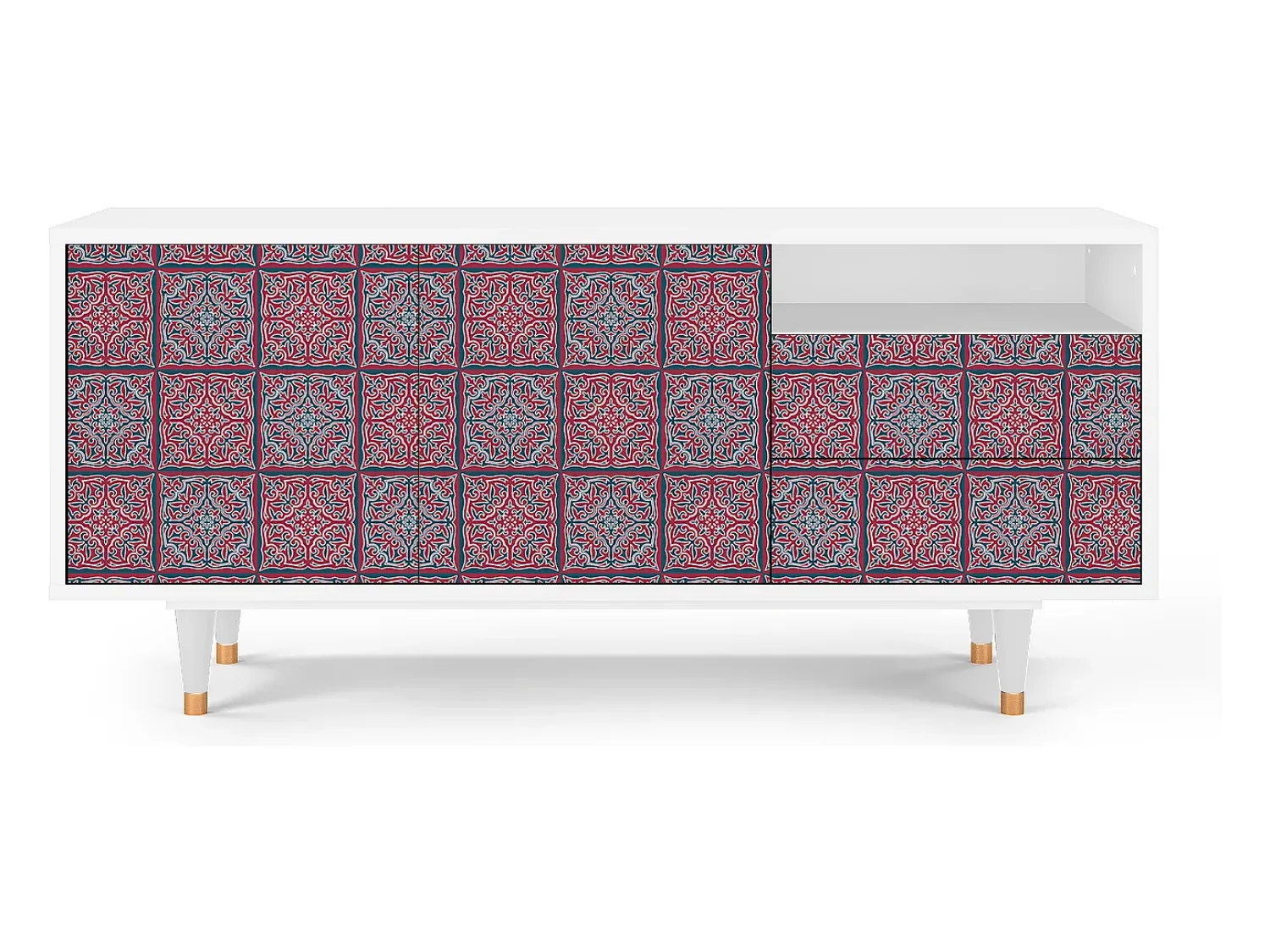 Móvel De Tv* Mueble de TV - 125х56х41 cm - T7 - Riviera Mosaic, Branco Bege