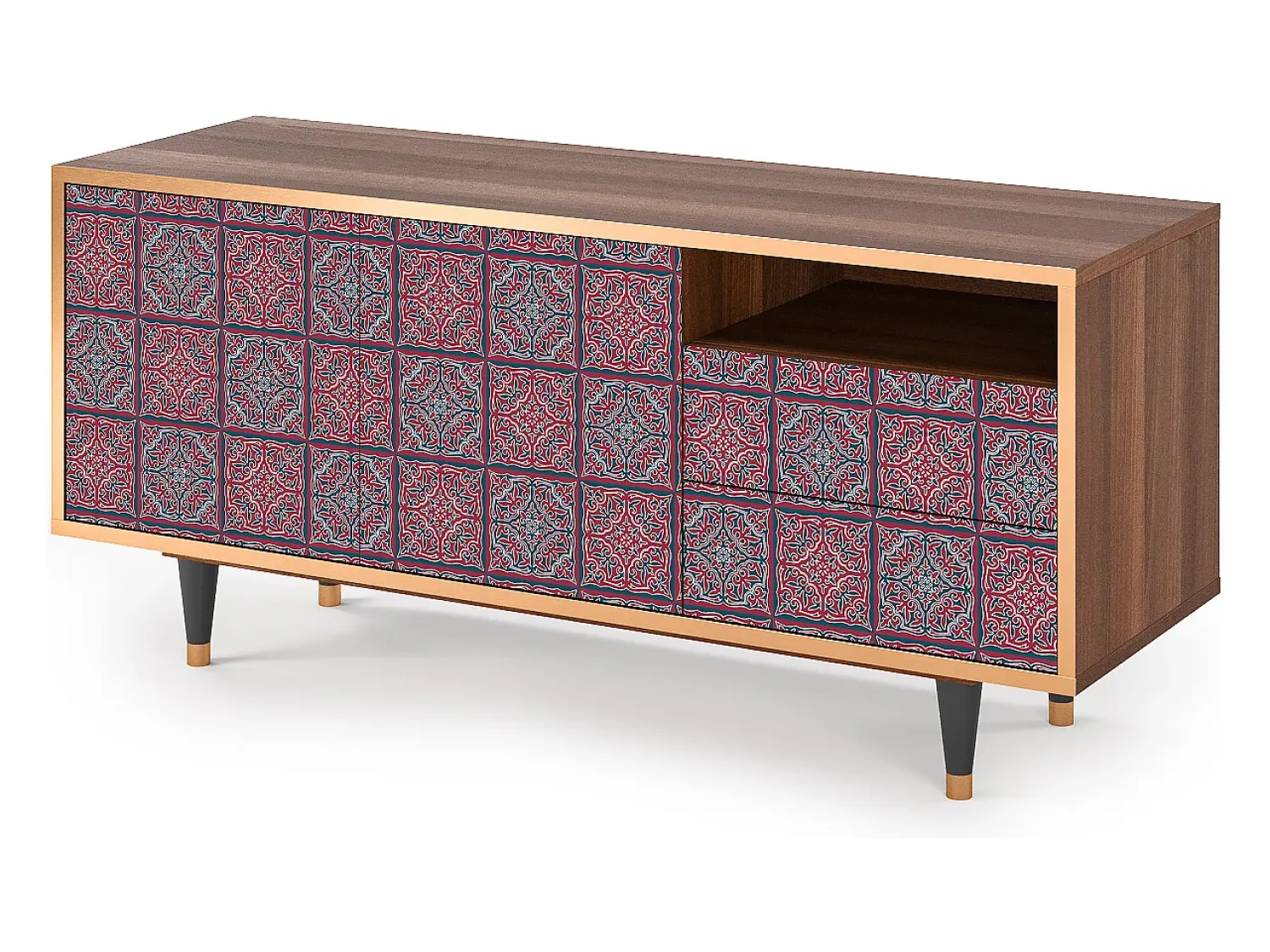 Mueble de TV - 125х56х41 cm - T7 - Riviera Mosaic, Nogueira^ Móvel De Tv