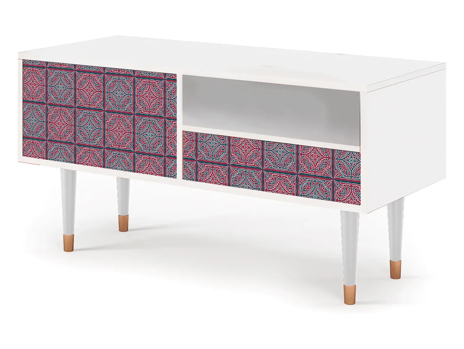 Móvel De Tv| Mueble de TV - 115х59х48 cm - T3 - Riviera Mosaic, Branco Bege