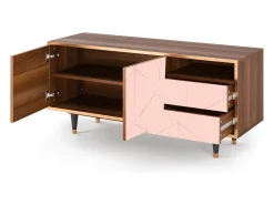 Móvel De Tv* Mueble de TV - 125х56х41 cm - T7 - Rose Quartz, Nogueira Castanho