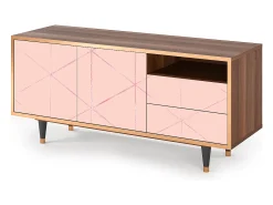 Móvel De Tv* Mueble de TV - 125х56х41 cm - T7 - Rose Quartz, Nogueira Castanho