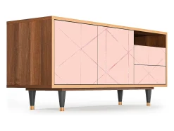 Móvel De Tv* Mueble de TV - 125х56х41 cm - T7 - Rose Quartz, Nogueira Castanho