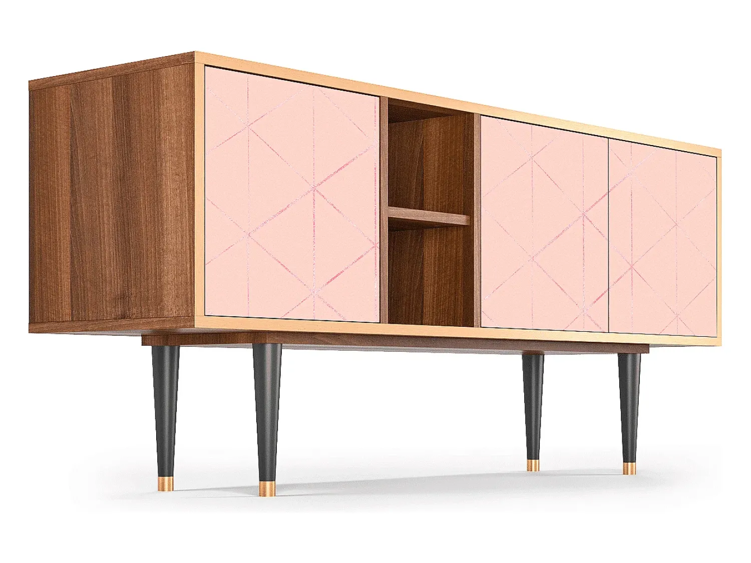 Móvel De Tv| Mueble de TV - 150х69х41 cm - T5 - Rose Quartz, Nogueira Castanho