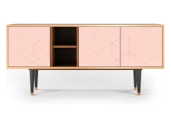 Móvel De Tv| Mueble de TV - 150х69х41 cm - T5 - Rose Quartz, Nogueira Castanho