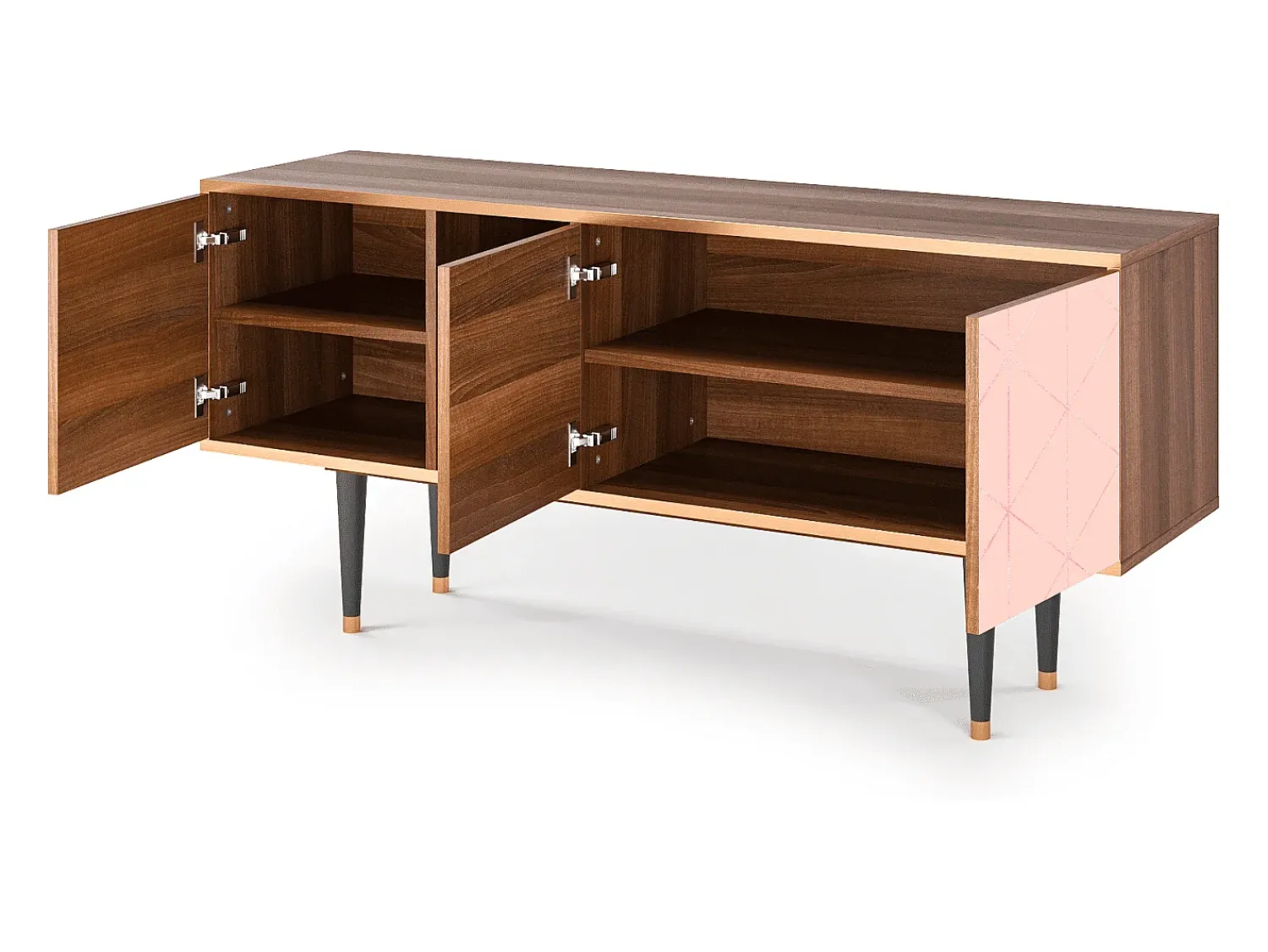 Móvel De Tv| Mueble de TV - 150х69х41 cm - T5 - Rose Quartz, Nogueira Castanho