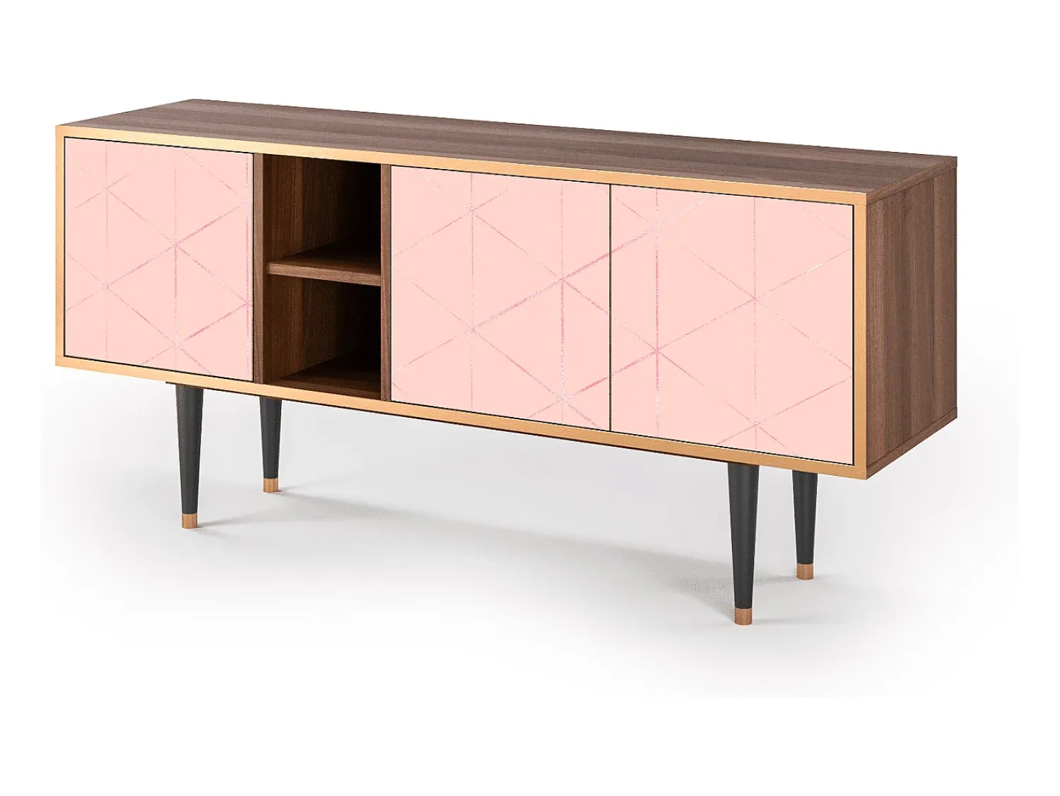 Móvel De Tv| Mueble de TV - 150х69х41 cm - T5 - Rose Quartz, Nogueira Castanho