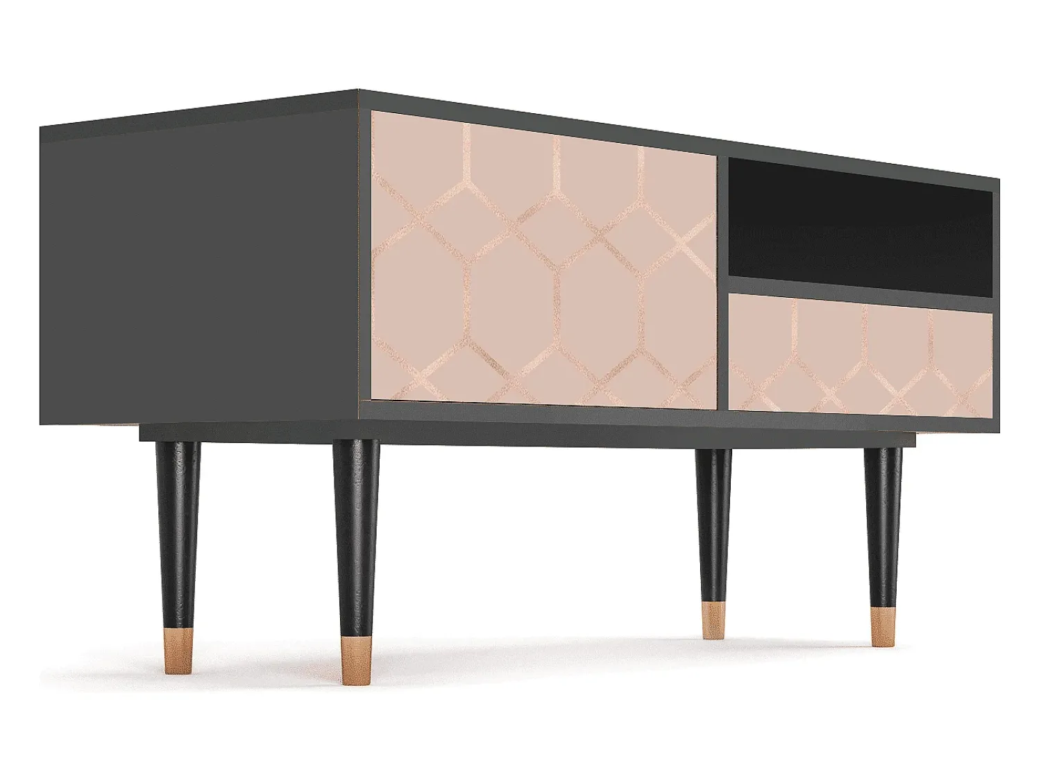 Hot Mueble de TV - 115х59х48 cm - T3 - Rose Honeycomb, Antracite Cinza antracite