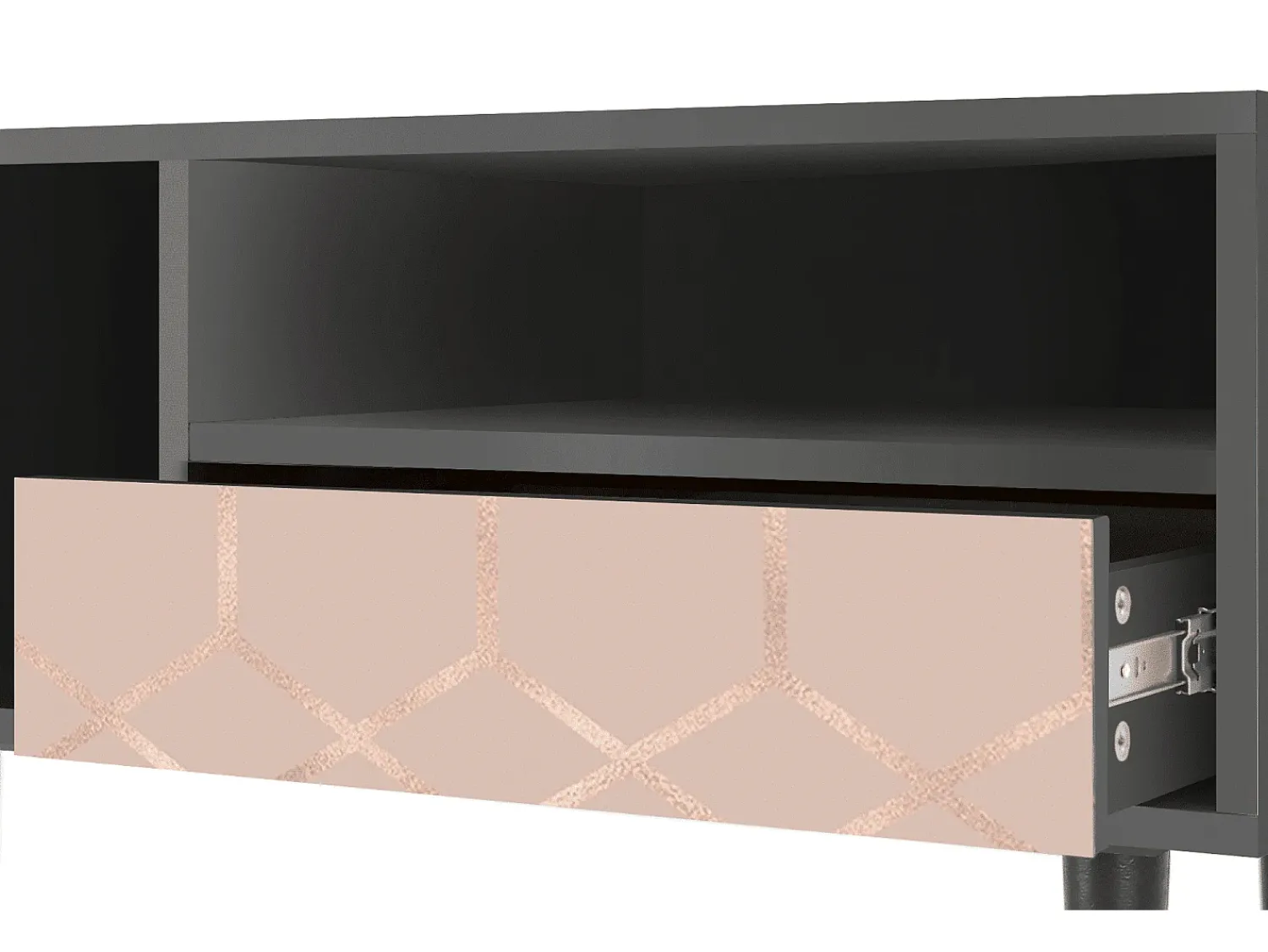 Hot Mueble de TV - 115х59х48 cm - T3 - Rose Honeycomb, Antracite Cinza antracite