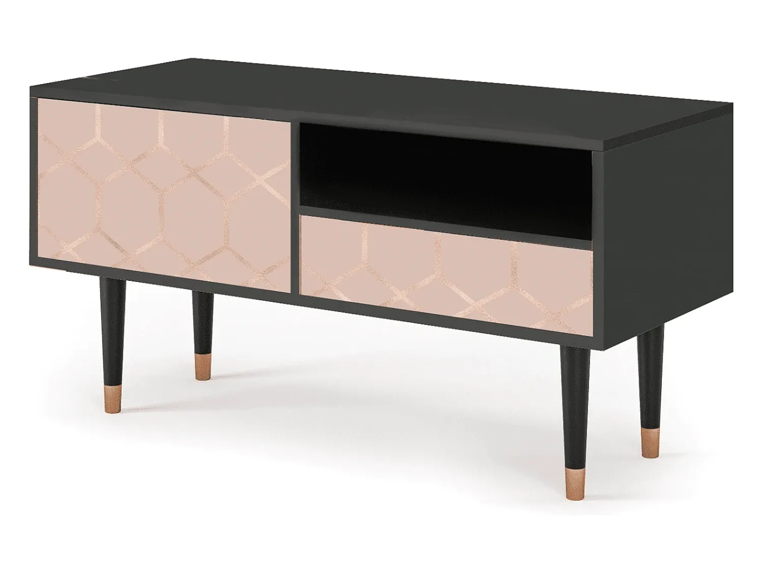 Hot Mueble de TV - 115х59х48 cm - T3 - Rose Honeycomb, Antracite Cinza antracite