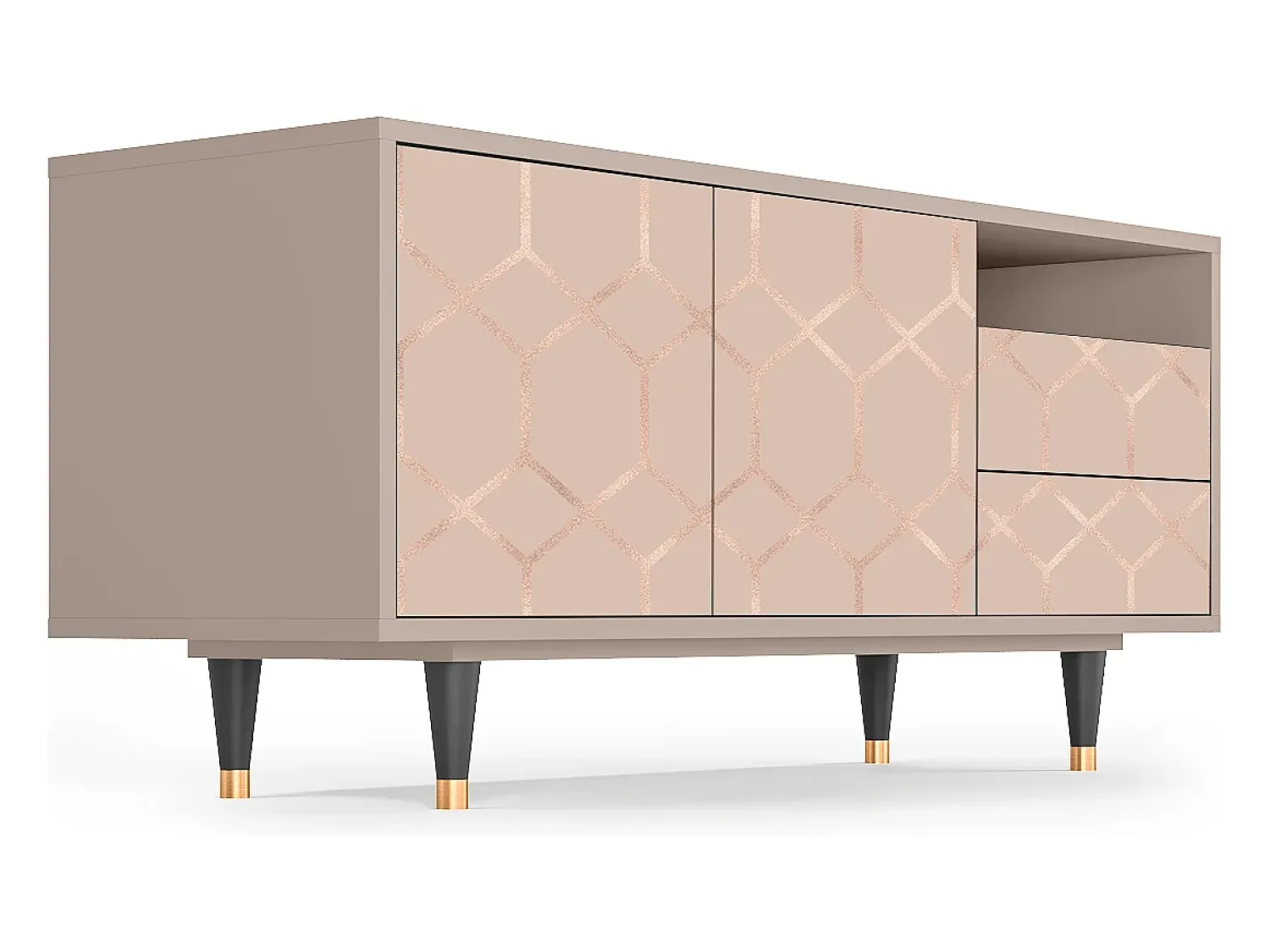 Mueble de TV - 125х56х41 cm - T7 - Rose Honeycomb, Latte^ Móvel De Tv