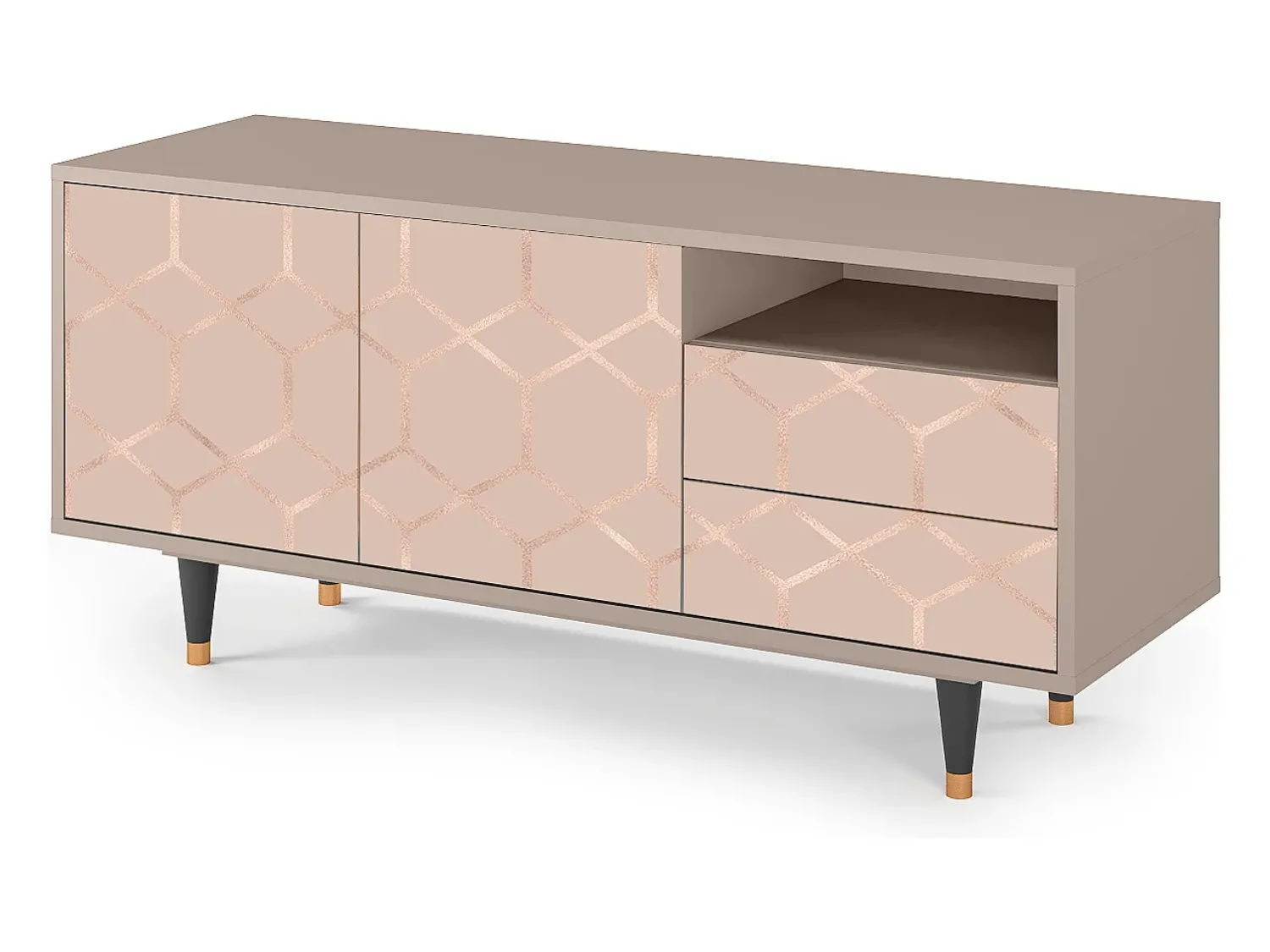 Mueble de TV - 125х56х41 cm - T7 - Rose Honeycomb, Latte^ Móvel De Tv