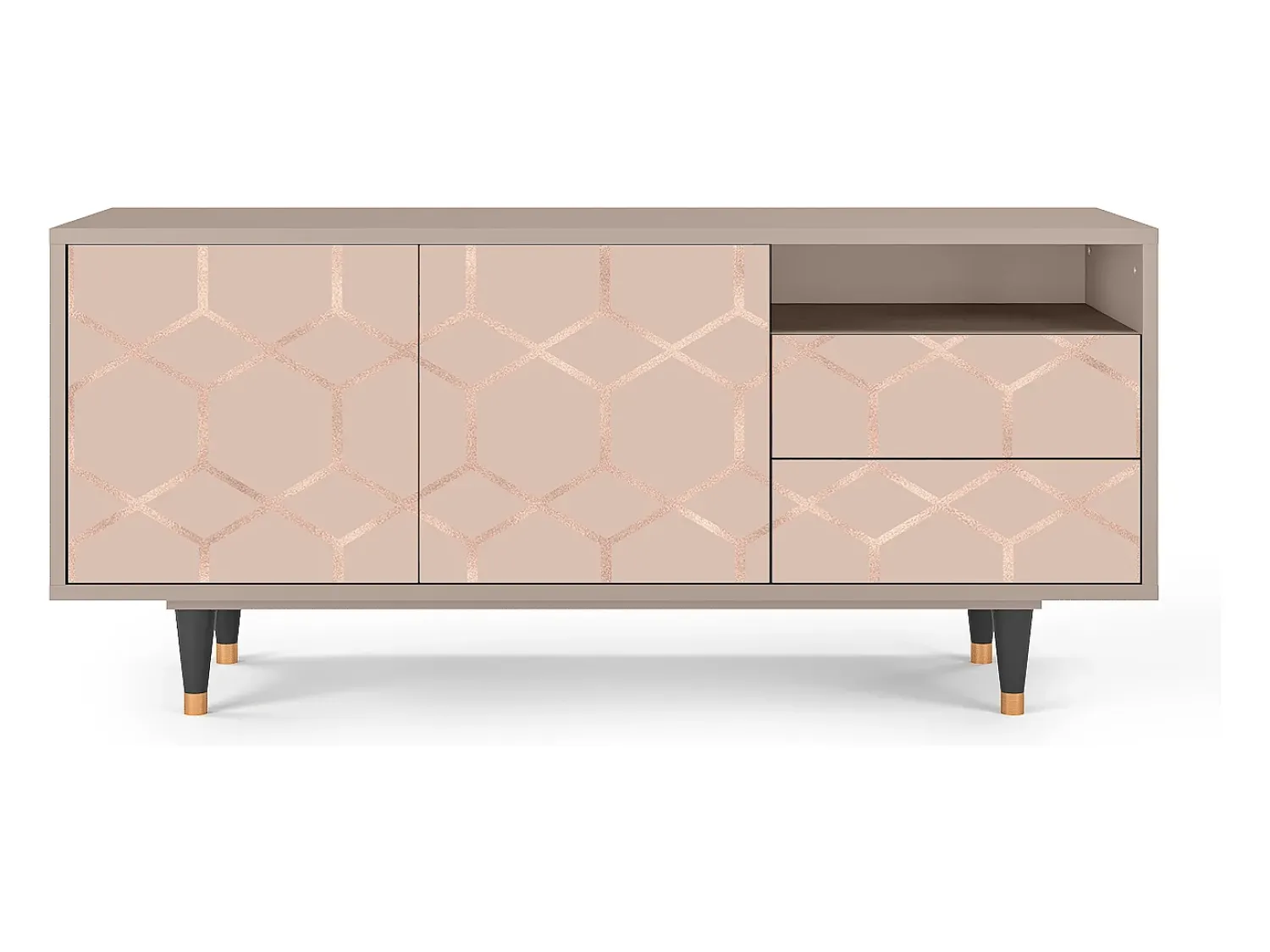 Mueble de TV - 125х56х41 cm - T7 - Rose Honeycomb, Latte^ Móvel De Tv