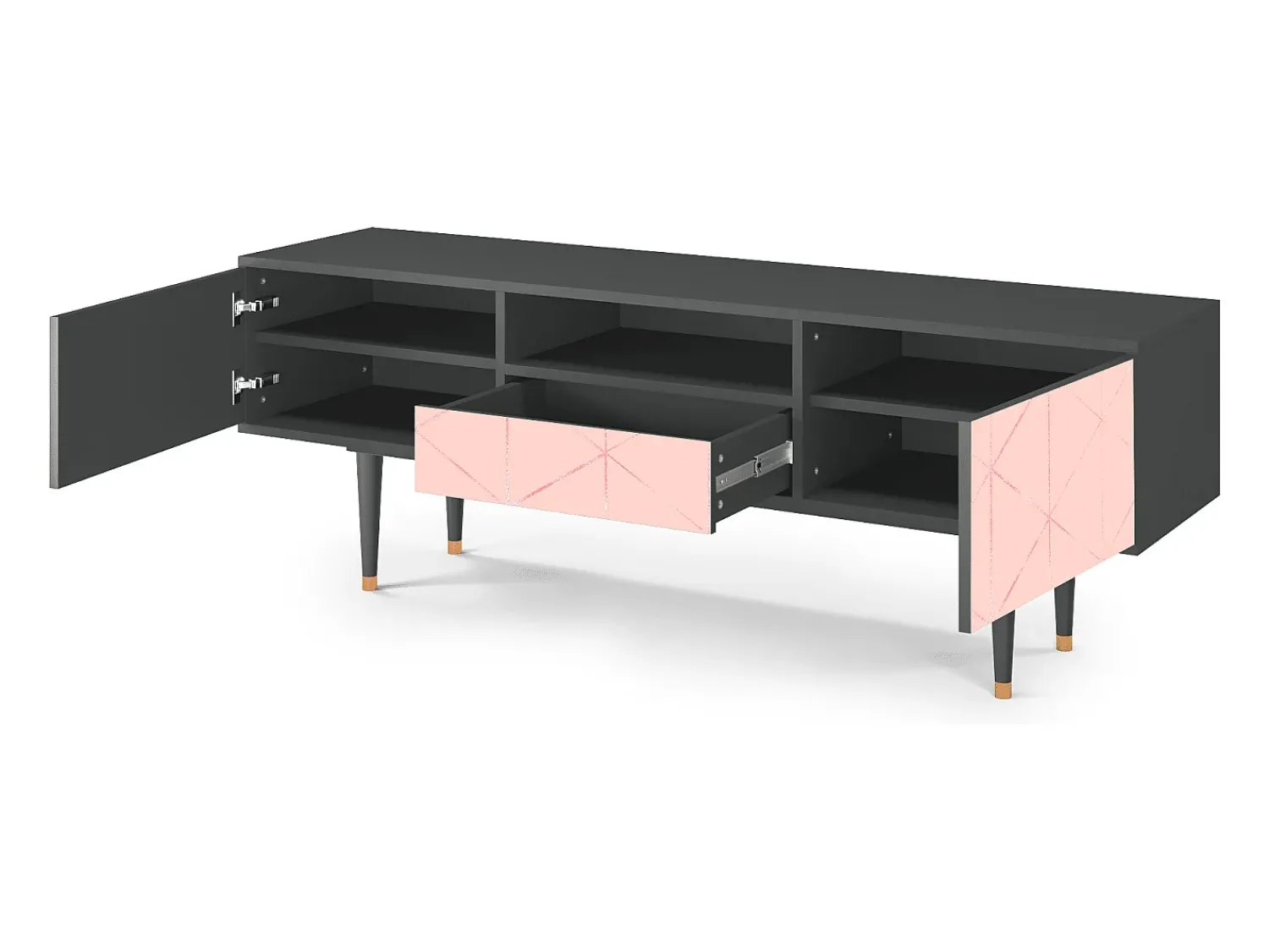 Mueble de TV - 170х59х41 cm - T6 - Rose Quartz, Antracite^ Móvel De Tv