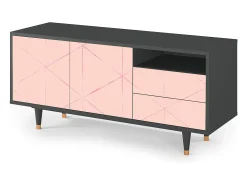 Móvel De Tv| Mueble de TV - 125х56х41 cm - T7 - Rose Quartz, Antracite Cinza antracite
