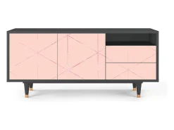 Móvel De Tv| Mueble de TV - 125х56х41 cm - T7 - Rose Quartz, Antracite Cinza antracite