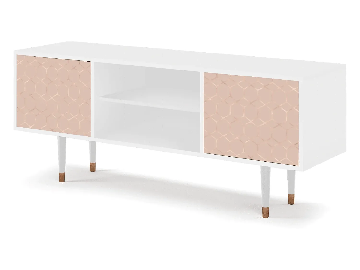 Móvel De Tv| Mueble de TV - 170х69х48 cm - T2 - Rose Honeycomb, Branco Bege