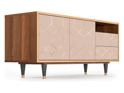 Mueble de TV - 125х56х41 cm - T7 - Rose Honeycomb, Nogueira Castanho