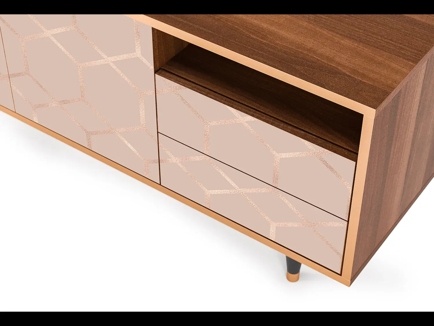 Mueble de TV - 125х56х41 cm - T7 - Rose Honeycomb, Nogueira Castanho