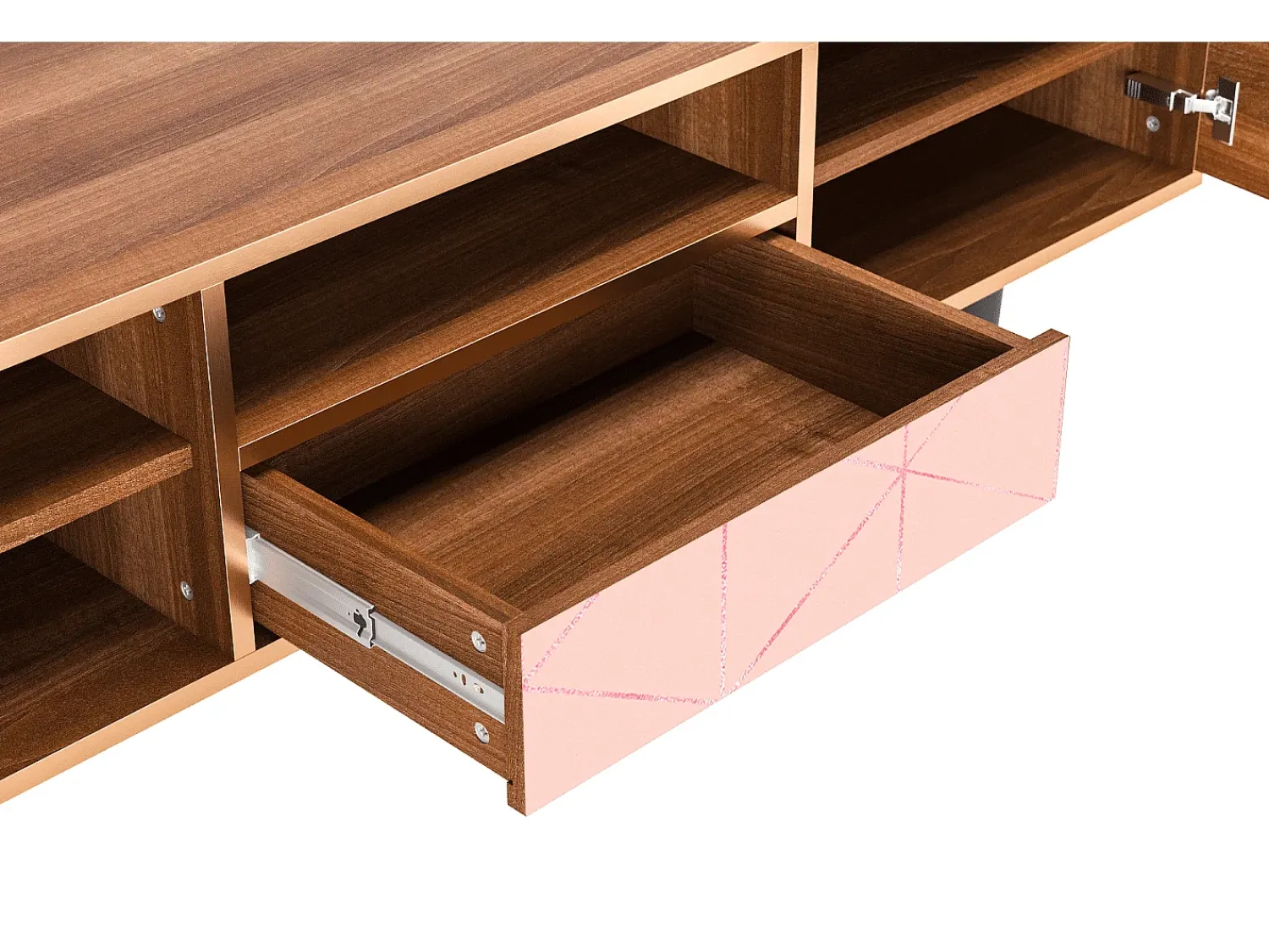 Mueble de TV - 170х59х41 cm - T6 - Rose Quartz, Nogueira^ Móvel De Tv