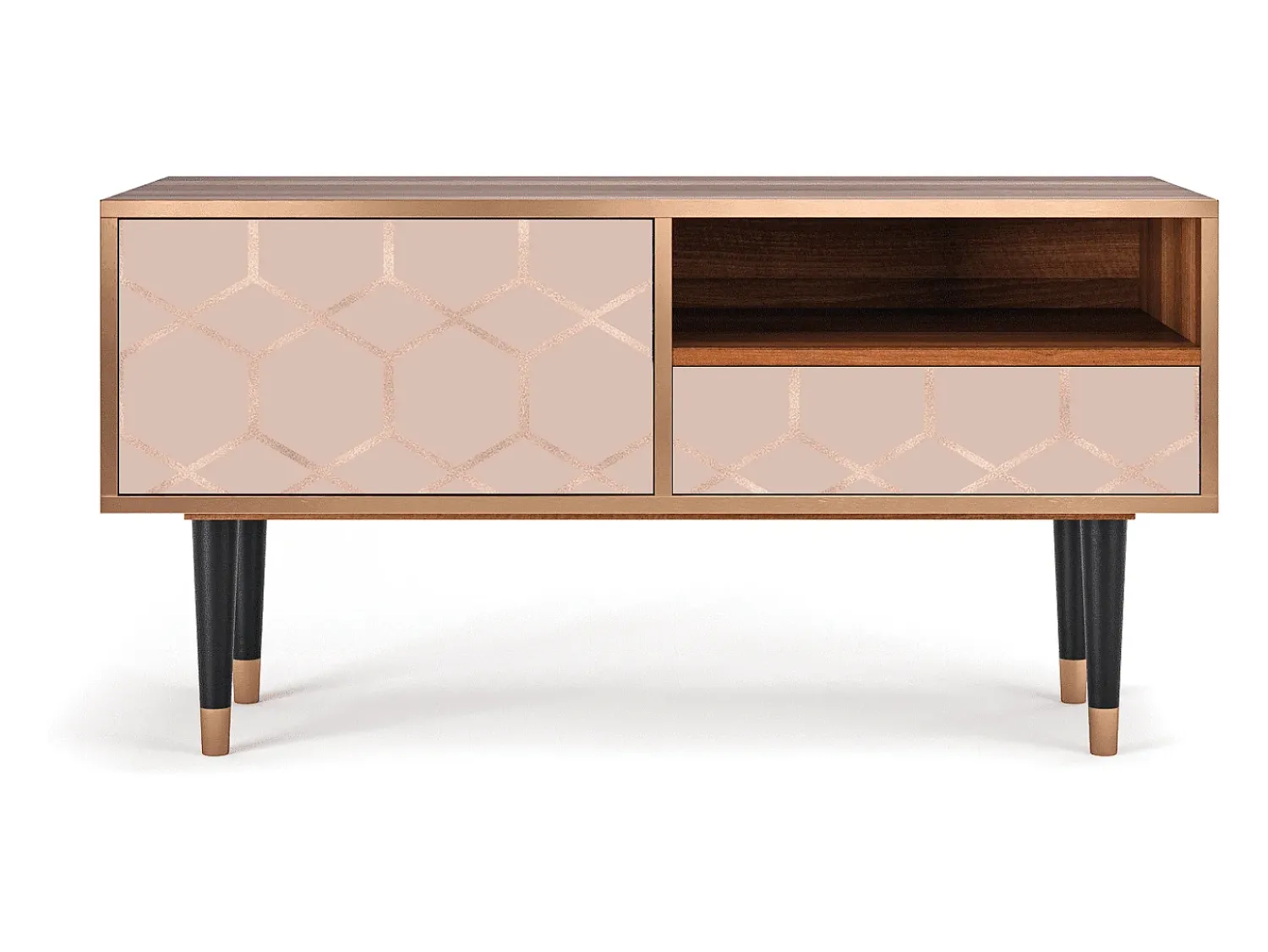 Sale Mueble de TV - 115х59х48 cm - T3 - Rose Honeycomb, Nogueira Castanho