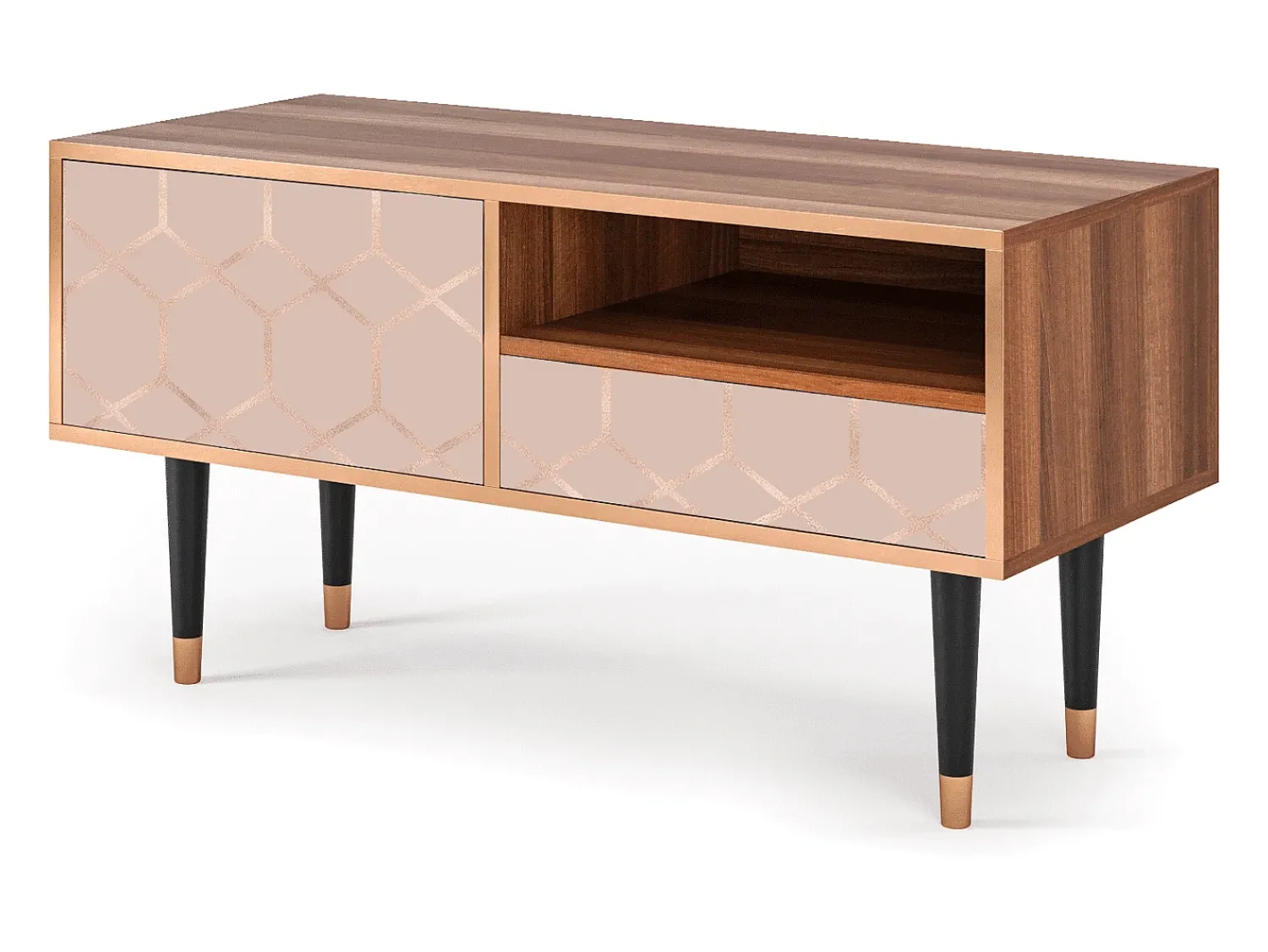 Sale Mueble de TV - 115х59х48 cm - T3 - Rose Honeycomb, Nogueira Castanho