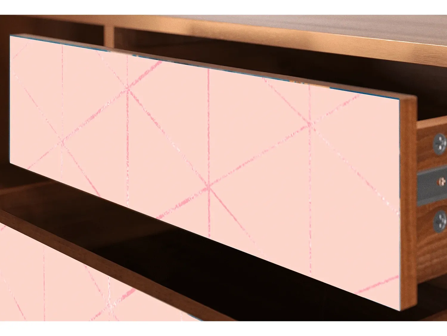 Móvel De Tv| Mueble de TV - 170х59х48 cm - T4 - Rose Quartz, Nogueira Castanho