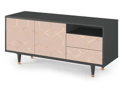 Móvel De Tv| Mueble de TV - 125х56х41 cm - T7 - Rose Honeycomb, Antracite Cinza antracite