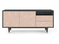 Móvel De Tv| Mueble de TV - 125х56х41 cm - T7 - Rose Honeycomb, Antracite Cinza antracite