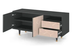 Móvel De Tv| Mueble de TV - 125х56х41 cm - T7 - Rose Honeycomb, Antracite Cinza antracite