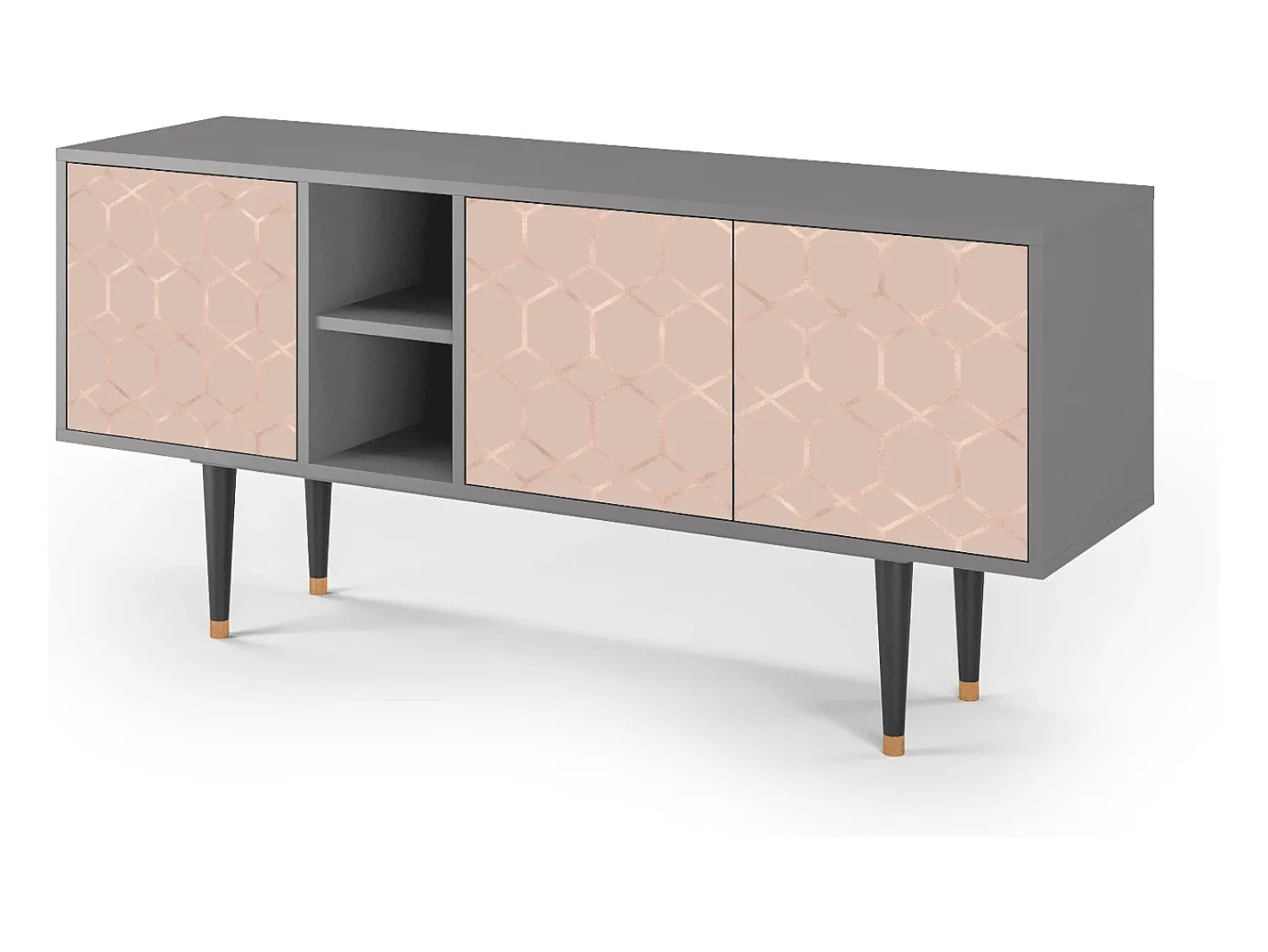 Móvel De Tv| Mueble de TV - 150х69х41 cm - T5 - Rose Honeycomb, Cinza Cinzento
