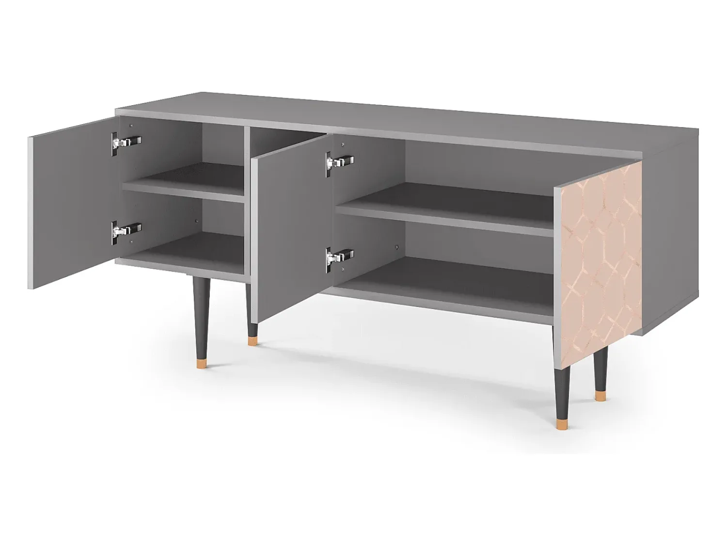 Móvel De Tv| Mueble de TV - 150х69х41 cm - T5 - Rose Honeycomb, Cinza Cinzento