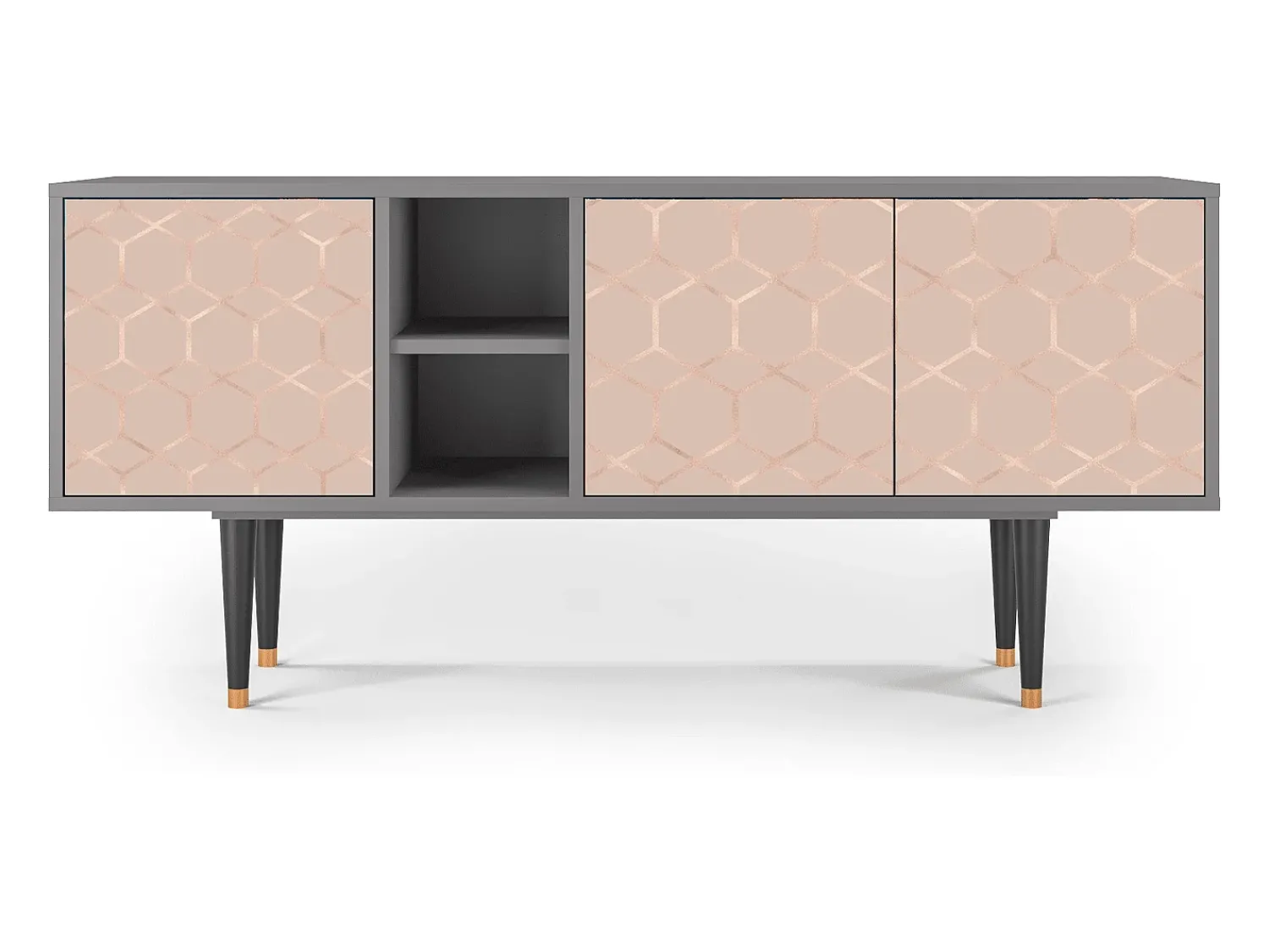 Móvel De Tv| Mueble de TV - 150х69х41 cm - T5 - Rose Honeycomb, Cinza Cinzento